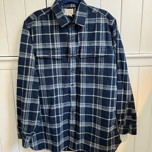 L.L. Bean Men's Blue Chamois Plaid Shirt, like new